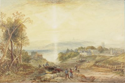 Villaggio sulla riva di un lago da James Baker Pyne